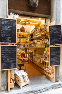 Grocery shop with a wide range of products in the historic centre of Volterra, province of Pisa,