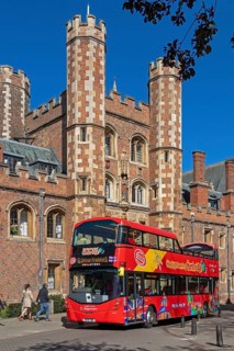 The Great Tor Tor, St John's College, double decker bus, Cambridge, England, Great Britain