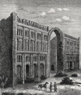 El-Kasr, palace of Babylon, drawing from the 19th century