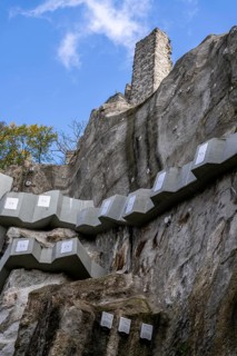 Safety system consisting of rock nails, rock anchors and free-play anchors on the rock of the