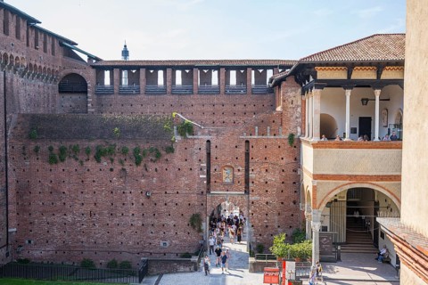 Castello Sforzesco in Milan on a sunny day, Milan, Italy