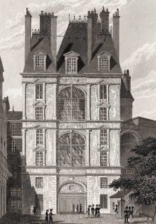The Porte Dorée, Château de Fontainebleau, near Paris, antique steel engraved print, 1831