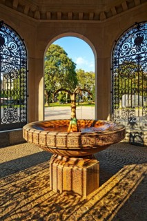 In the pavilion of the historic Kochbrunnen, sodium chloride thermal spring, drinking cure,
