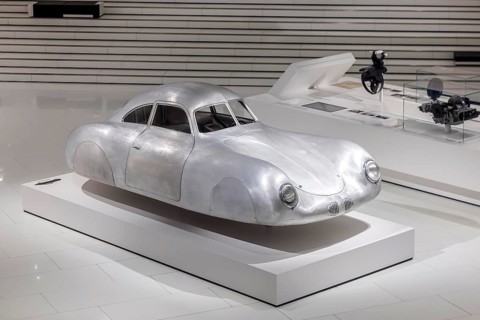 Porsche Museum Stuttgart. The Porsche Type 64, built in 1939, is the forefather of all Porsche