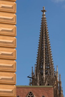 Spire, 1859-1869, from St Peter's Cathedral, Regensburg, Upper Palatinate. Bavaria, Germany