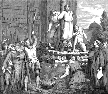 Arnold of Brescia burned at the stake at the hands of the Papal guards, June 1155