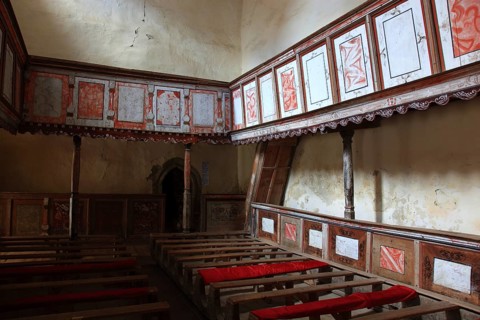 Romania, interior of the Romanesque church of the fortified church of Viscri, German German