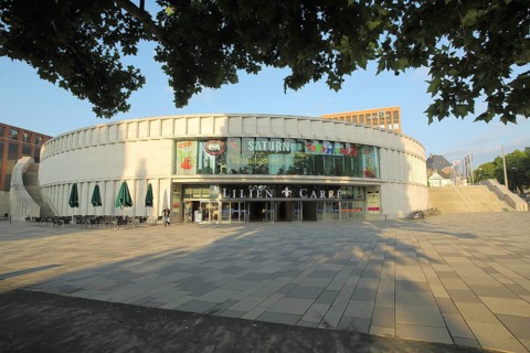 Lilien-Carre round shopping center, shopping arcade, modern building, Wiesbaden, Taunus, Hesse,