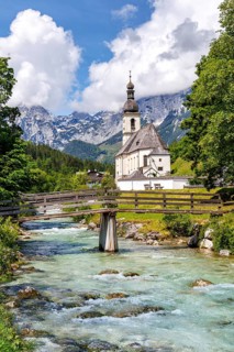 Church of St Sebastian in the Bavarian Alps in Ramsau near Berchtesgaden, Germany