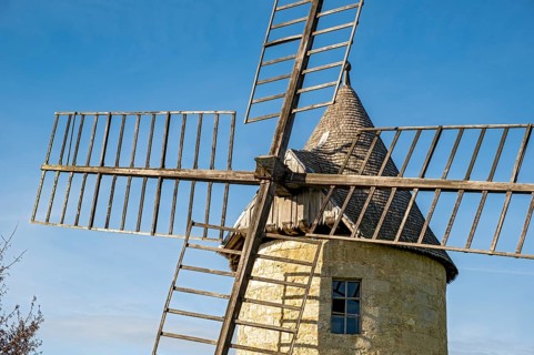 Close-up of Windmill, Les Moulins De Calon, Montagne, France
