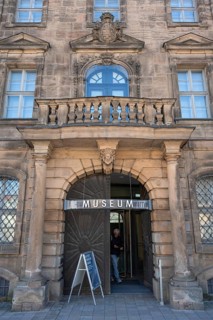 Entrance portal of the city museum, former old town hall, baroque building from 1733-1740,