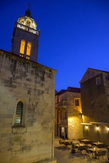 Cathedral by night, Korcula, Dubrovnik-Neretva County, Croatia