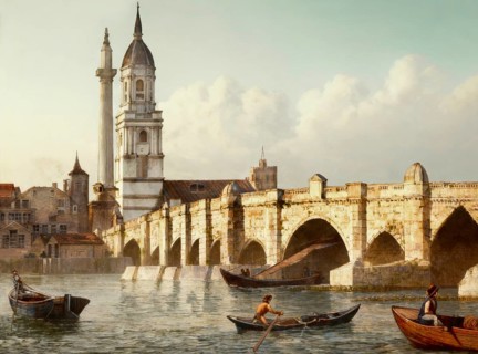 Old London Bridge in 1796, London, England, United Kingdom
