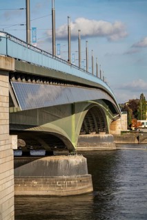 The Kennedy Bridge over the Rhine near Bonn, the longest bridge with a solar installation in