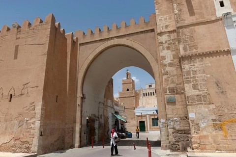 Ancient fortified gate of Sfax Medina, known as Beb Diwan or Bab el Bhar is the etrance to the old