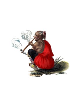 Historical clothing, fashion over time, traditional costume of a Mohawk from one of the Six