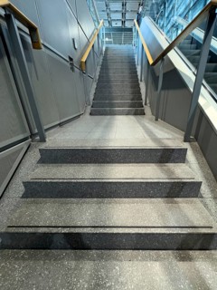 Staircase photographed from bottom to top, international