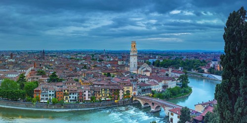 Old Town with the River Etsch, Ponte Pietra, Verona, Etsch Valley, Veneto, Italy
