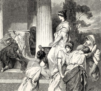 Helen at the palace of Menelaus in Sparta, third act, Faust II, Johann Wolfgang von Goethe