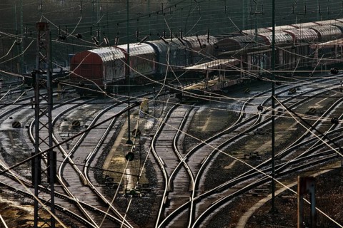Train formation system with many rails in the Vorhalle district, marshalling yard, freight trains,