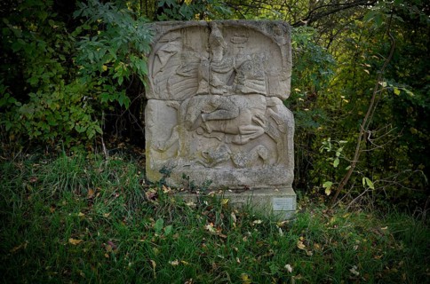 Roman cult relief, Mithras relief, copy, showing the killing of the bull by Mithras, Kappelberg,