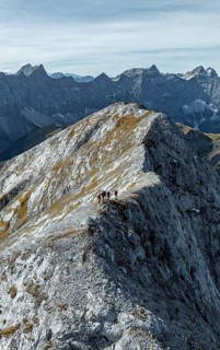 Aerial view, Alpine panorama of the Gamsjoch group, Eng valley, Karvendel, Tyrol, Austria