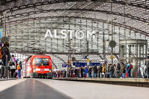 Berlin Central Station by train. Travelers on the platform. RegionalExpress RE2 to Cottbus. Berlin,