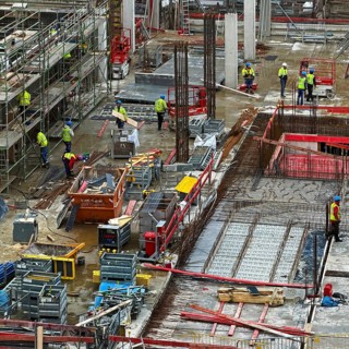Large-scale construction site, replacement building for the NA complex, Ruhr-Universität Bochum,