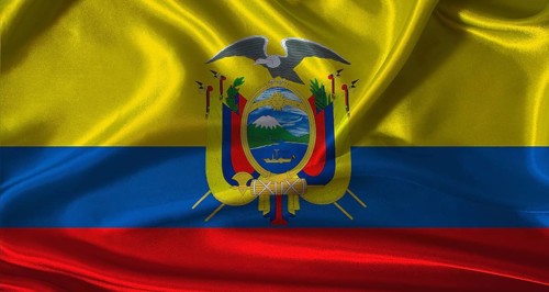 National flag of Ecuador with cloth texture. Ecuador flag with realistic texture background