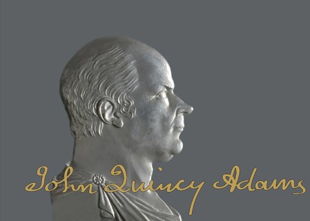 Portrait from a medal of John Quincy Adams, 1767-1848, 6th president of the United States