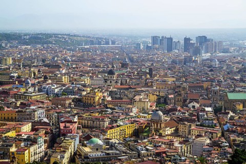 View of Naples and Vesuvius from Castel Sant'Elmo, Campania, Italy