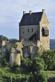Ruins of the Larochette Castle towering above the town, Luxembourg