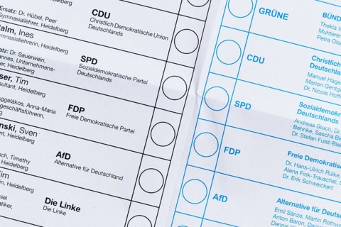 Heidelberg, Germany - February 11th: Ballot paper for Baden-Württemberg 'Landtagswahl' state