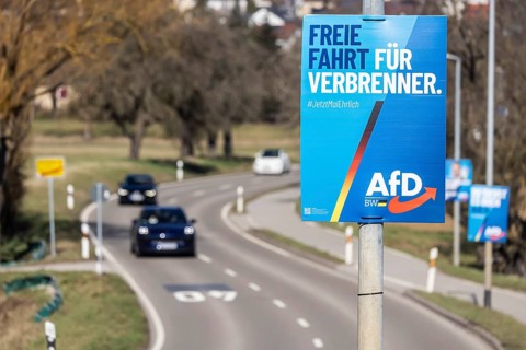 2026 state election in Baden-Württemberg. AfD election posters near Leinfelden-Echterdingen.