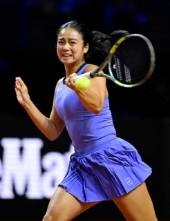 Action Alexandra Eala (PHL) Women's Porsche Tennis Grand Prix Porsche Arena, Stuttgart,