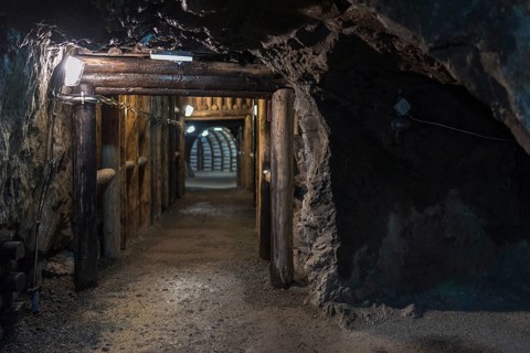 Underground corridor in an old gold mine and arsenic