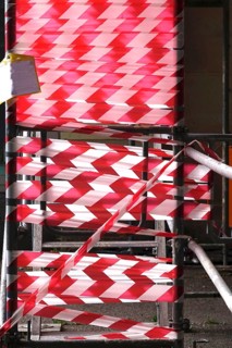 Scaffolding with barrier tape, Germany