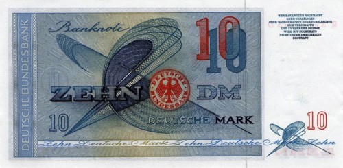 Banknote, Banknote, 10 Deutsche Mark, Deutsche Federal Bank, Germany, Reproduction of a historical