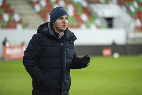 LUBIN, POLAND - MARCH 1, 2025: Football match between KGHM Zaglebie Lubin vs Piast Gliwice. Head