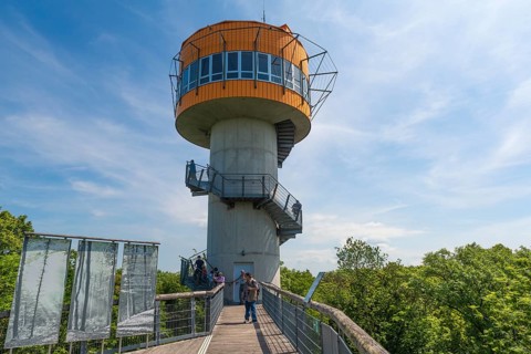 Viewing platform on the treetop walk in the UNESCO World Heritage Site and Hainich National Park,