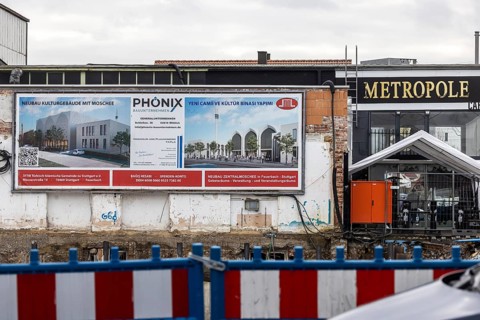 Construction site for the new central mosque in Feuerbach. The mosque association of the