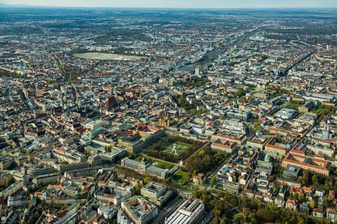 Munich city centre, aerial view, bird's eye view, Munich, Bavaria, Germany