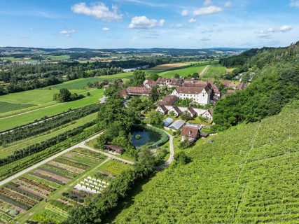 Aerial view of Ittingen Charterhouse, a former Carthusian monastery, today a cultural centre,