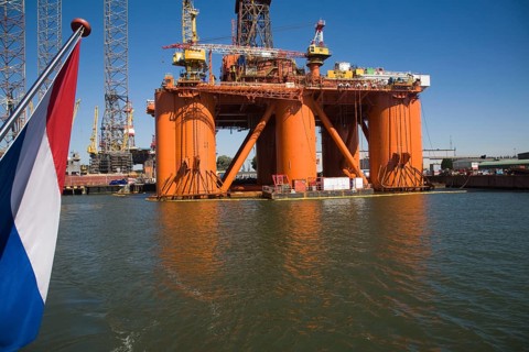 Stena Spey oil rig platform being repaired in Keppel Verome shipyard, Botlek, Port of Rotterdam,