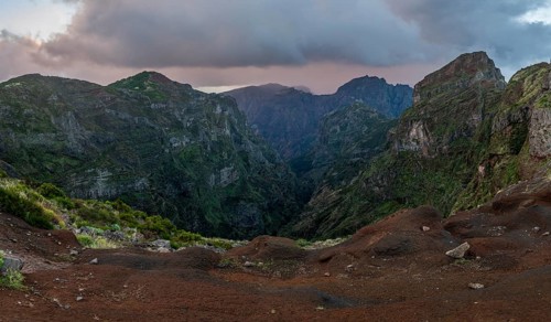 Sunset at Pico do Arieiro, hiking trail PR1, Madeira, Portugal