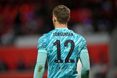 Goalkeeper Filip Jorgensen Chelsea FC The Blues (12) from behind, Conference League, Voith-Arena,