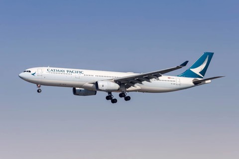 A Cathay Pacific Airways Airbus A330-300 aircraft with the registration B-LBD at Hongqiao Airport