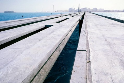 Oil industry in the Ras Tanura area, Saudi Arabia, offshore pier under construction 1979