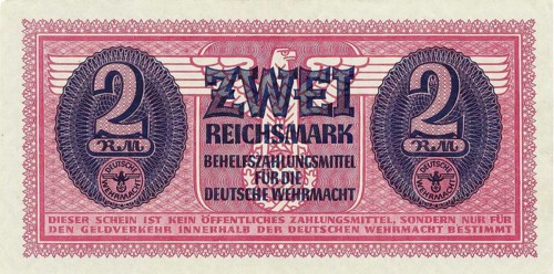 Banknote, banknote, emergency money, 2 Reichsmark, makeshift means of payment for the German