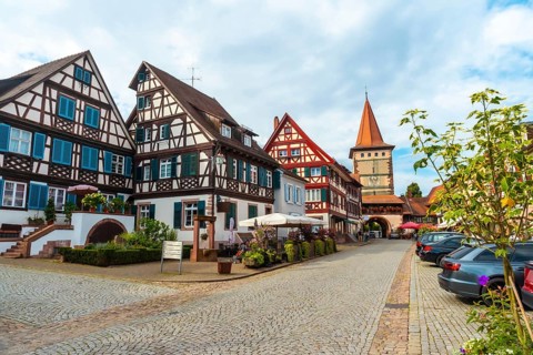 The Obertorturm tower in the old town in the village of Gengenbach in the Black Forest, Germany